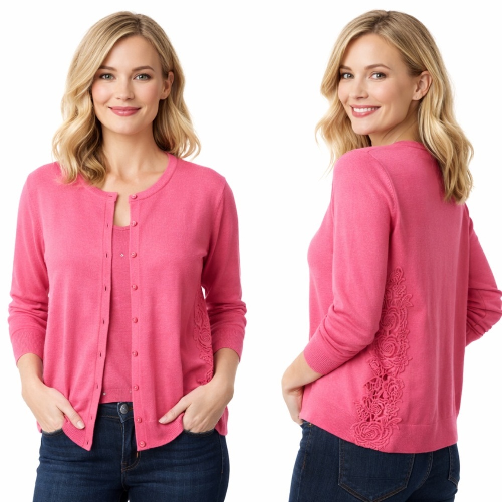Cable & Gauge Pink Cardigan sweater Size xlarge